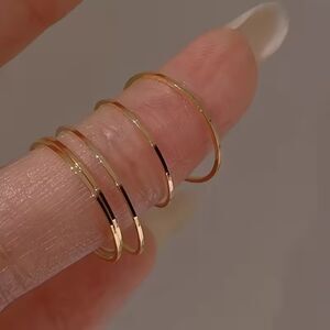 Set of 5 Dainty Gold Ring Bundle Thin Layering Stackable Classic Fashion Jewelry